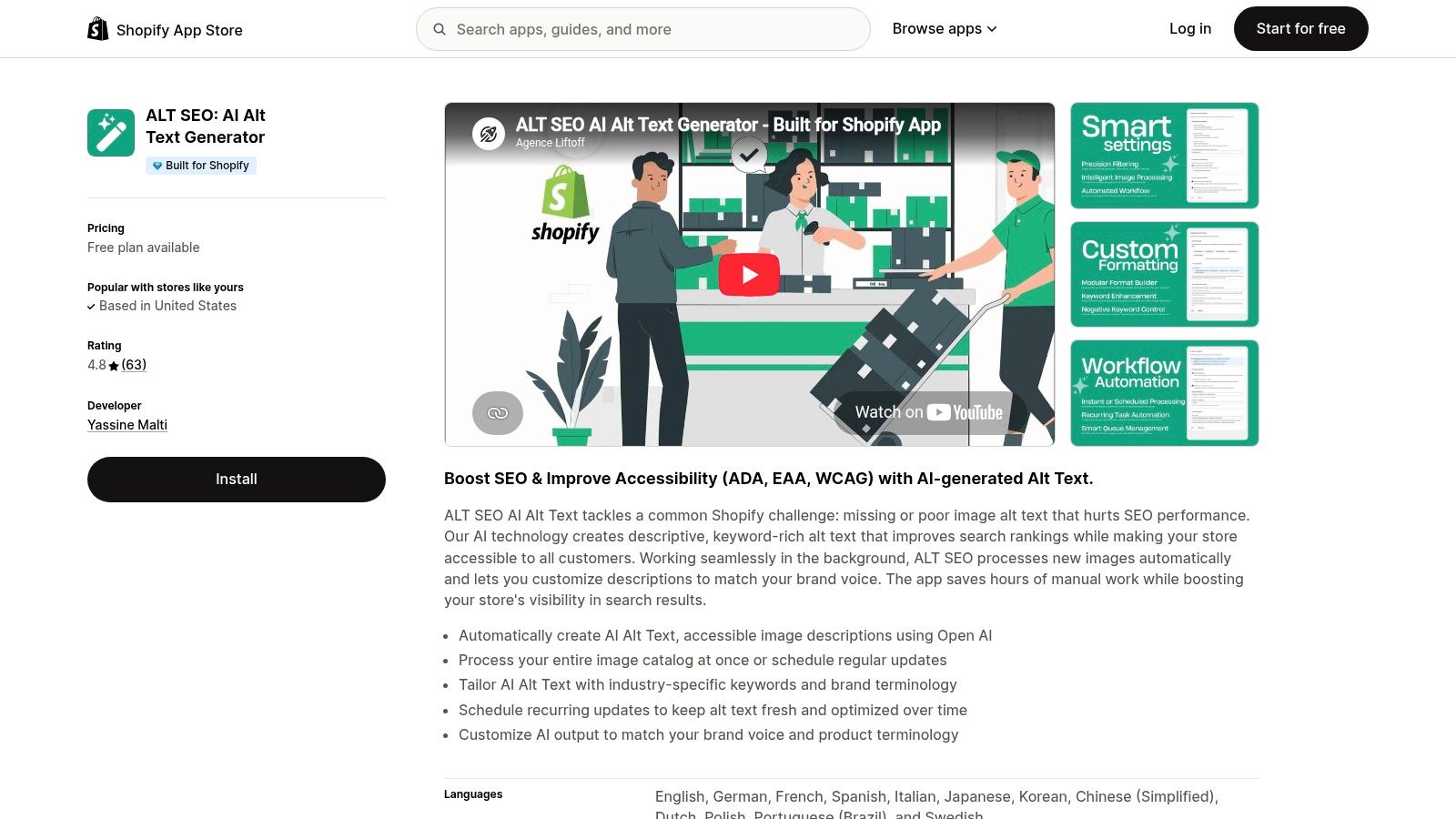 Screenshot from https://apps.shopify.com/altseo-ai-alt-text-generator